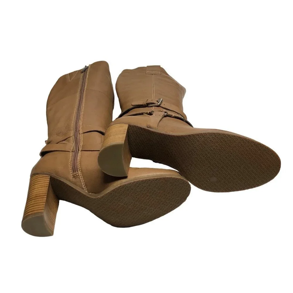 BANDOLINO BD AISEL WOMENS MED TAUPE LEATHER  TALL‎ BOOTS SIZE 10 MNIB
